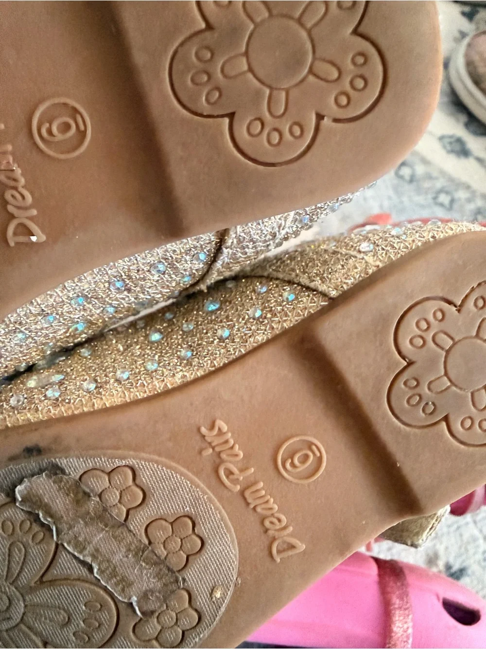Girls Glitter Mary Jane Shoes in Gold
